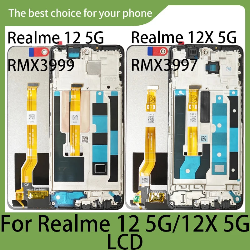Display LCD Originale con Cornice per Realme 12 5G RMX3999 12x 5G RMX3997, Pannello Touch Screen Digitizer, Parti di Ricambio