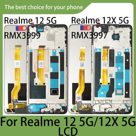 Display LCD Originale con Cornice per Realme 12 5G RMX3999 12x 5G RMX3997, Pannello Touch Screen Digitizer, Parti di Ricambio