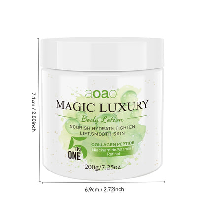 Lozione Corpo Idratante Profumata 5-in-1, Contiene Retinolo, Burro di Karité, Tè Verde, Collagene, Acido Ialuronico, Crema Corpo Nutriente Profonda per la Cura della Pelle 200g