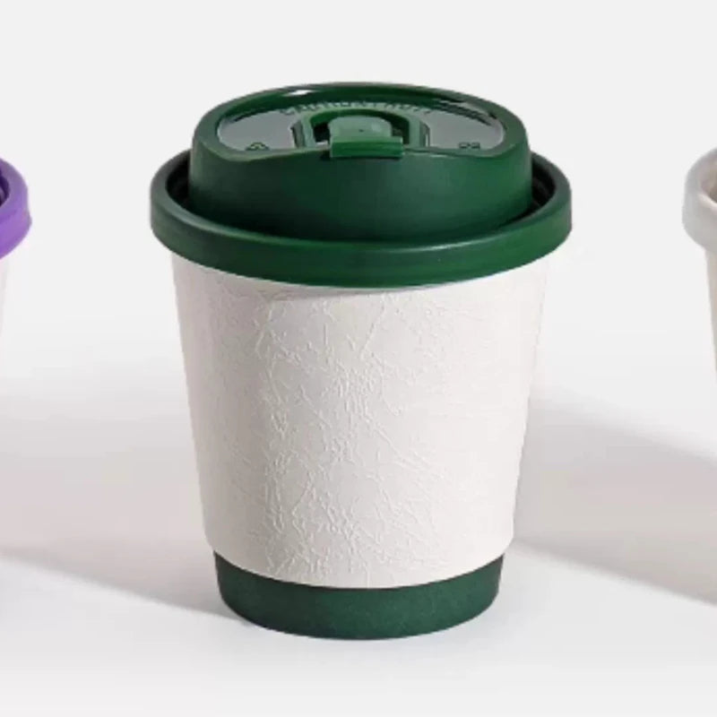 Bicchieri di Carta Monouso per Caffè, Latte e Tè con Coperchio, Design Goffrato e Texture Opaca per Bevande Calde