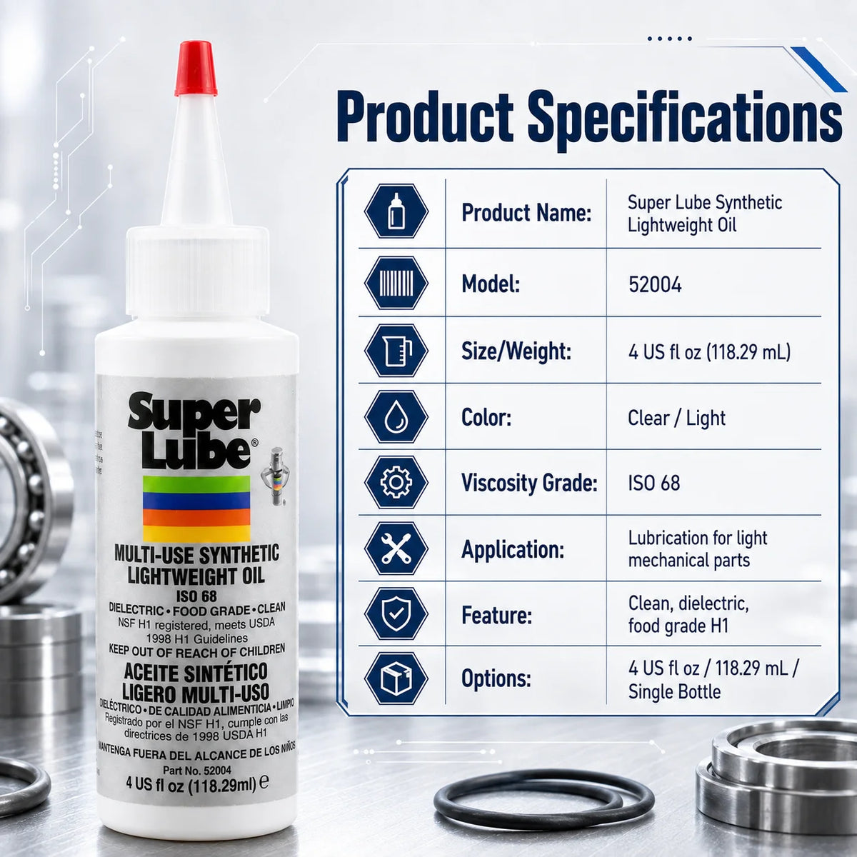 Super Lube 52004 Olio Sintetico Leggero ISO 68 Lubrificante Multiuso per Stampanti 3D, Cuscinetti e Guide