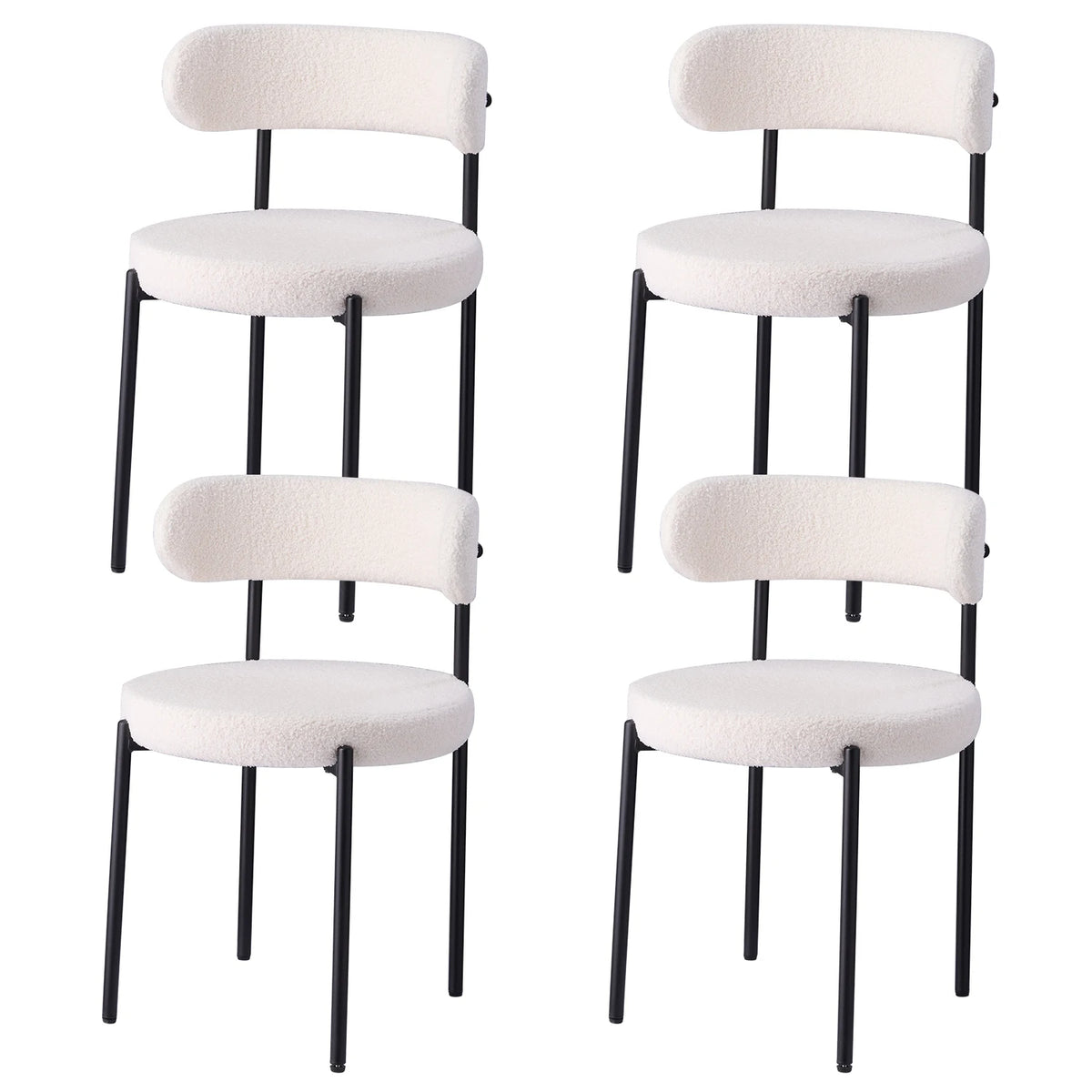 EGOONM Set di 2/4/6 Sedie da Pranzo in Stile Nordico, Sedie Imbottite in Velluto Teddy per Cucina e Sala da Pranzo