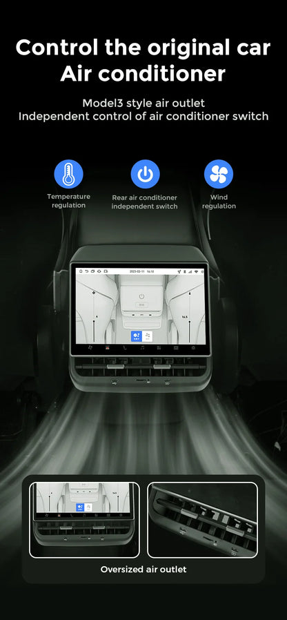 Mekede Sistema Multimediale di Intrattenimento Android da 8,66 Pollici 4GB 64GB con Controllo Touch per Tesla Model 3/Y, Regolazione Sedile, Controllo Climatizzatore, Supporto YouTube Netflix 4G LTE WiFi, Lettore Video Multim