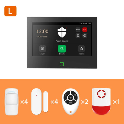 Sistema di allarme domestico Staniot da 7 pollici, wireless, WiFi, 4G, Tuya Smart, kit di protezione di sicurezza con sirena integrata da 115 dB e batteria da 5000 mAh