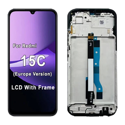 LCD nuovo al 100% testato per Xiaomi Redmi 15C versione europea, gruppo digitalizzatore touch screen LCD con telaio, parti di ricambio per riparazione.