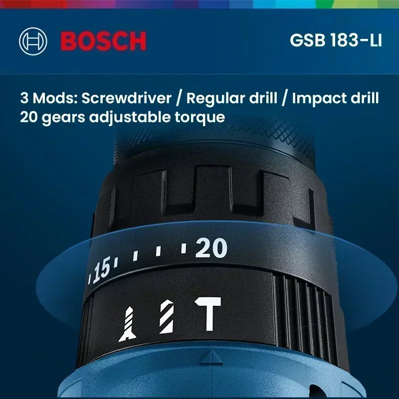 Trapano a Percussione Senza Spazzole Bosch GSB 183-LI 18V 56Nm, Avvitatore Elettrico Cordless per Legno e Metallo