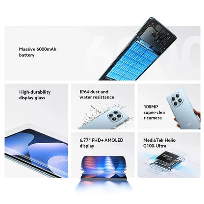 Xiaomi Redmi Note 15 Versione Globale Smartphone 4G 6.77'' AMOLED 120Hz Fotocamera 108MP Batteria 6000mAh NFC MTK Helio G100-Ultra Telefono Cellulare