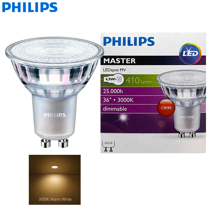 PHILIPS GU10 PAR16 4,9 W LED MASTER LEDspot 220-240 V Lampadina Dimmerabile 2700 K 3000 K 4000 K Bianco Caldo Sostituisce Lampada Alogena GU10 da 50 W