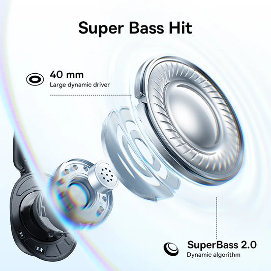 Cuffie Wireless ANC Baseus 80H, Auricolari Over-Ear con 95% di Cancellazione del Rumore, Cuffie Bluetooth 6.0 BH1 NC LITE