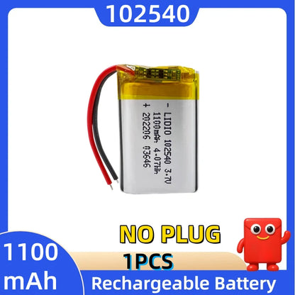 Batteria al litio 3,7 V 102540, 1100 mAh, batterie polimeriche + scheda di protezione PCB per localizzatore GPS, dispositivi MP3/MP4, batteria ricaricabile.