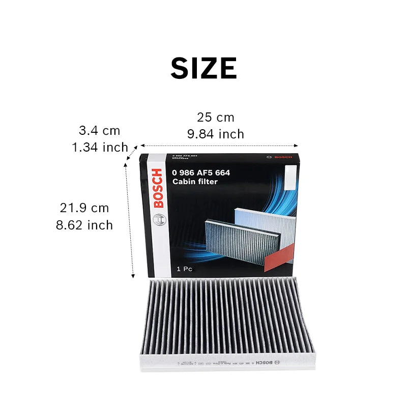 Filtro abitacolo attivo Bosch AF5664 per Haval Jolion Pro/S, H6 HEV/GT PHEV, Dargo [codice originale: 8104400XKZ96A]