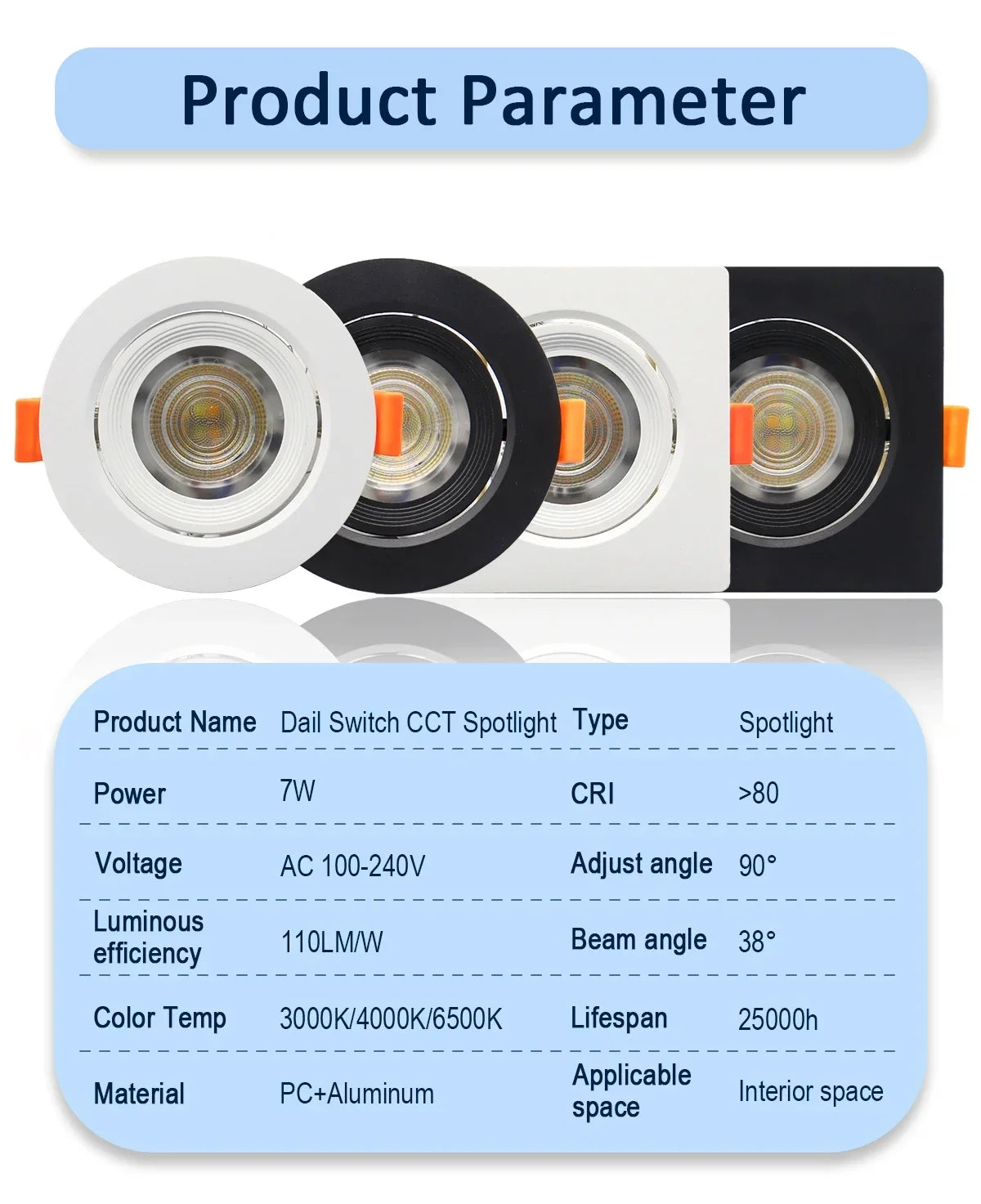 4-20 pezzi 3 CCT LED plafoniera 3000K 4000K 6500K pieghevole da incasso per la casa camera da letto bagno soggiorno illuminazione Lamparas Led