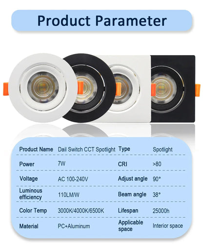 4-20 pezzi 3 CCT LED plafoniera 3000K 4000K 6500K pieghevole da incasso per la casa camera da letto bagno soggiorno illuminazione Lamparas Led