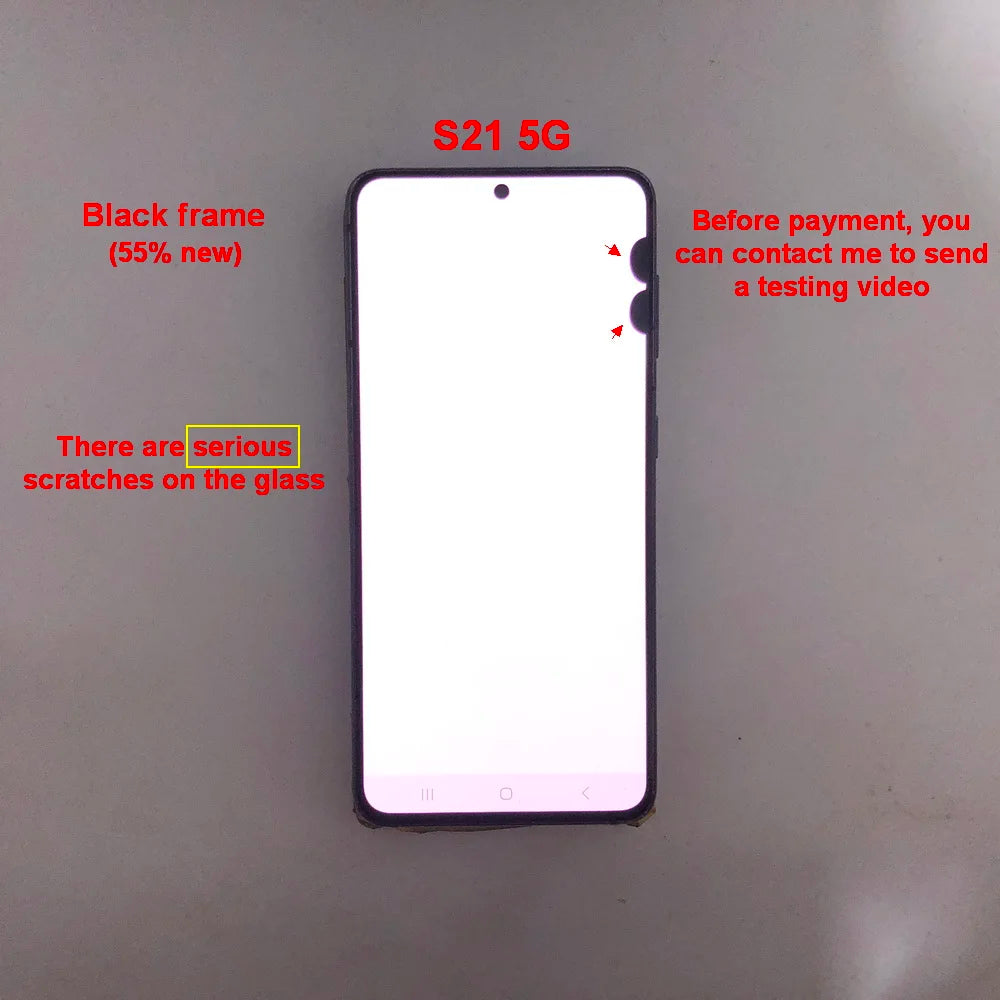 Display LCD Super AMOLED per Samsung S21 5G G990F G991F G991U G991B/DS, Schermo Touch Digitizer 6.2'' con Difetti, Ricambio Schermo