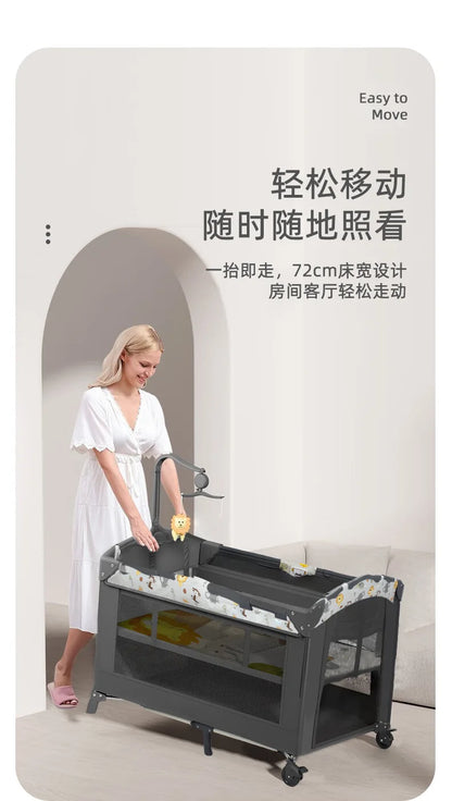 Culla per neonati 3 in 1, lettino da affiancare al letto, box portatile da viaggio con fasciatoio e giocattoli