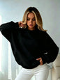 Felpa girocollo da donna tinta unita, vestibilità ampia, a maniche lunghe, casual, morbida, basic, senza cappuccio, per tutti i giorni, streetwear, top semplice