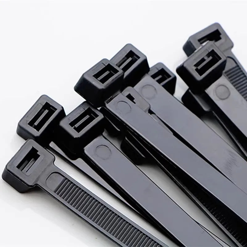 250PCS Fascetta in nylon di plastica autobloccante Fascetta per cavi nera 5X300 8*200mm Anello di fissaggio Fascetta per cavi Fascette per cavi in nylon con cinturino