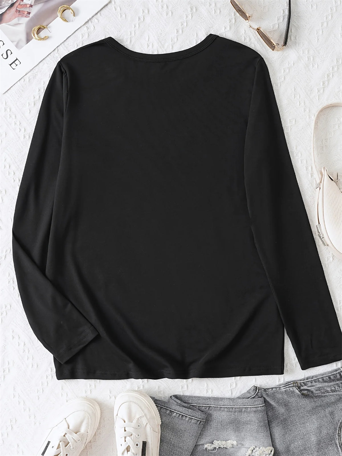 T-shirt da donna in 100% puro cotone, ideale per la primavera e l'autunno, dal taglio ampio e casual, con stampa a forma di labbra, cerniera, stampa grafica e maniche lunghe, scollo rotondo.