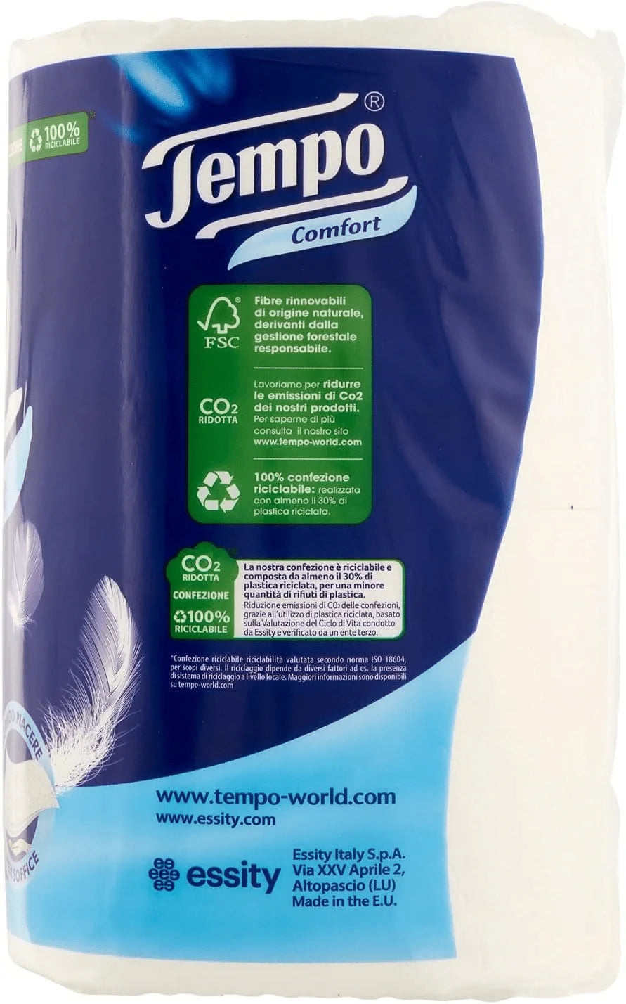 4 rotoli di carta igienica Tempo Comfort, 4 maxi rotoli