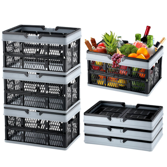 SucceBuy Cestino portaoggetti pieghevole da 3 pezzi Cestino spesa pieghevole con manico per l'organizzazione del desktop della cucina della spesa