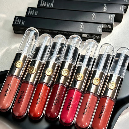 Nuovo Lucidalabbra KIKO a Doppia Punta, Non Trasferibile, Lunga Durata, Effetto Specchio, Labbra Luminose, Rossetto Liquido Impermeabile, Trucco Labbra Nude e Tè al Latte