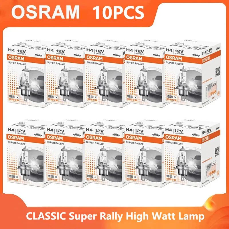 OSRAM CLASSIC H1 H4 H3 H7 Super Rally 12V 100W 80W faro alogeno per auto High Watt lampade autentiche 3200K più luminose (10 pezzi)