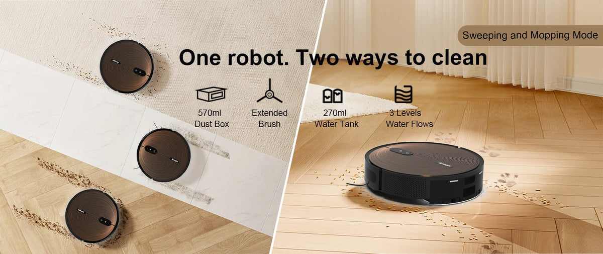 Robot Aspirapolvere Arnagar S9 con Svuotamento Automatico, Raccolta Polvere, Funzione Lavapavimenti, 8000Pa, 4800mAh, Basso Rumore, Controllo tramite APP per la Pulizia Domestica