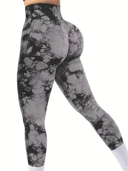 CZGUKE Leggings Tie-Dye da Donna a Vita Alta, Modellanti, Contenitivi, Push-Up, Senza Cuciture, per Yoga e Allenamento in Palestra