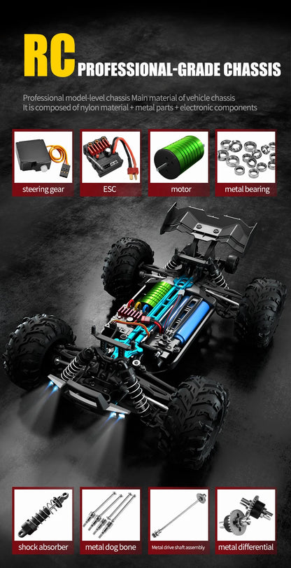 ZWN 1:16 70KM/H o 50KM/H Auto RC 4WD con LED, Auto Telecomandate ad Alta Velocità, Monster Truck da Drift per Bambini Vs Wltoys 144001 Giocattoli