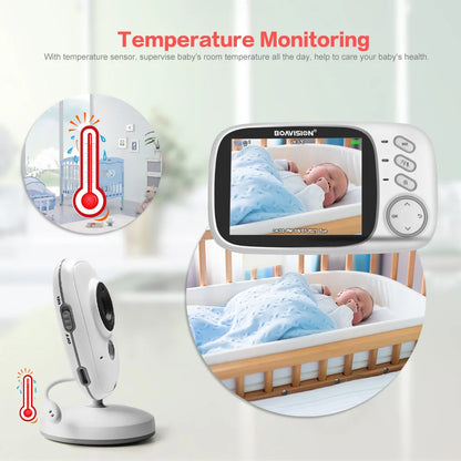 VB603 Video Baby Monitor 2.4G Wireless con LCD da 3.2 pollici Audio bidirezionale Conversazione Visione notturna Telecamera di sicurezza di sorveglianza Babysitter