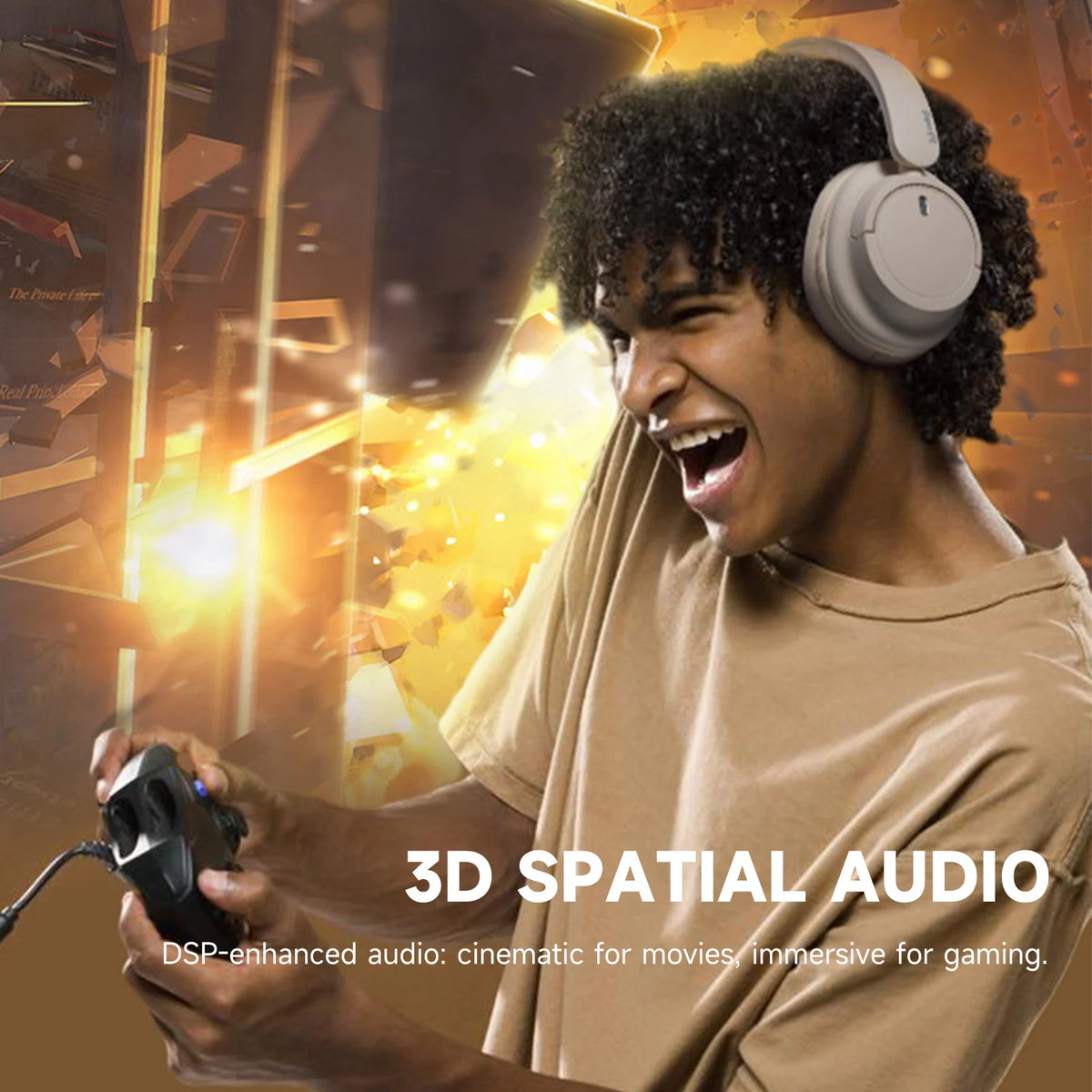 Oneodio EKSA V16 Cuffie wireless Bluetooth 5.3 Cuffie over-ear con microfono Modalità bass/pop Cuffie Hi-res HiFi cablate APP 90 ore