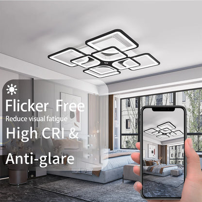 Lampadario LED IRALAN dal Design Quadrato per Camera da Letto e Soggiorno, Lampada da Soffitto Moderna per la Casa, Illuminazione a Soffitto in Bianco e Nero