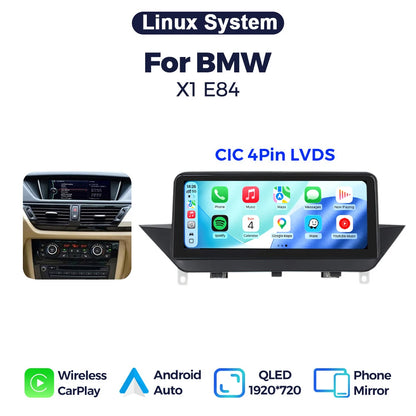 Sistema intelligente per auto con Linux, CarPlay wireless e schermo touchscreen QLED da 10,25", compatibile con BMW X1 E84 (2009-2015), Android Auto, navigazione GPS, lettore multimediale per auto, autoradio, Bluetooth e Wi-F