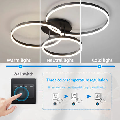 Lampadario a soffitto IRALAN con anello LED e telecomando, luce per soggiorno e tavolo da pranzo, illuminazione in acrilico.