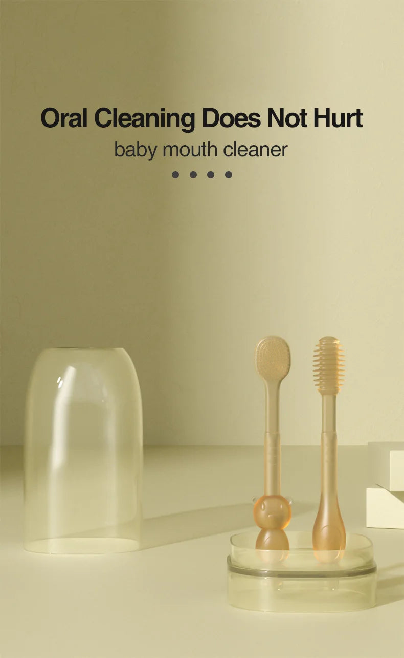 MAMIJOY 3-in-1 Spazzolino per lingua in silicone per bambini Infantile per bambini Igiene orale Spazzolino da denti Spazzolino da denti per addestramento con coperchio BPA gratuito BY11