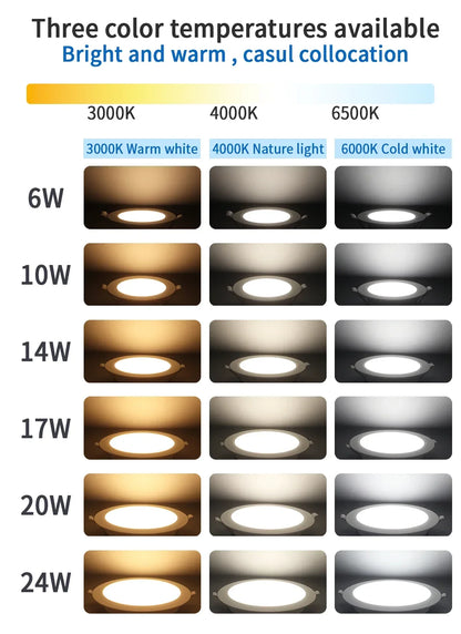 6Pack 24W 17W 14W 10W 6W Bianco Rotondo Da Incasso Led Da Incasso Luce di Pannello 110V 220V Caldo Freddo illuminazione Foyer Studio Casa Interno