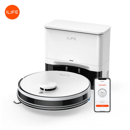 Robot Aspirapolvere ILIFE A30 Pro con Stazione di Svuotamento Automatico, Forte Aspirazione 5000Pa, Navigazione LDS, 180 Minuti di Autonomia, Funzione 2-in-1 Lavaggio e Spazzamento, Controllo APP, Pulizia di Pavimenti e Tappe