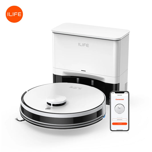 Robot Aspirapolvere ILIFE A30 Pro con Stazione di Svuotamento Automatico, Forte Aspirazione 5000Pa, Navigazione LDS, 180 Minuti di Autonomia, Funzione 2-in-1 Lavaggio e Spazzamento, Controllo APP, Pulizia di Pavimenti e Tappe