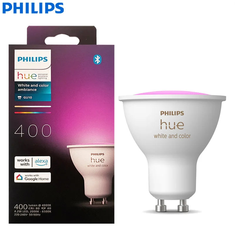 Faretto LED intelligente Philips Hue GU10 4,2 W 220-240 V 400 LM Bianco e colore Ambiance Funziona con Alexa Google Home Bluetooth, 1x