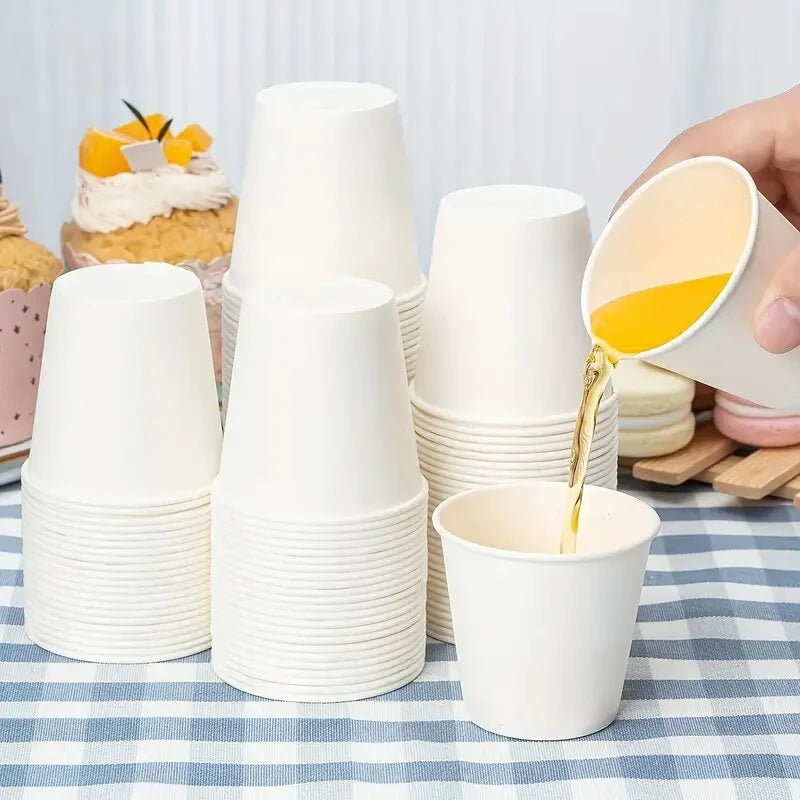 50/100PCS Bicchieri di carta usa e getta piccoli, perfetti per le caffetterie in ufficio, ristoranti, picnic, degustazione di succo di caffè, bevande calde e fredde