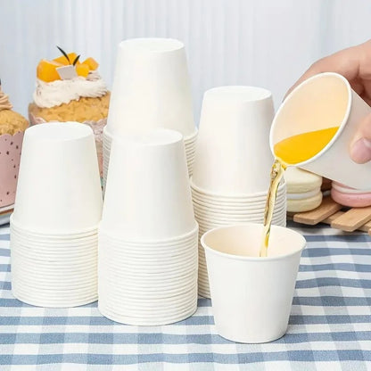 50/100PCS Bicchieri di carta usa e getta piccoli, perfetti per le caffetterie in ufficio, ristoranti, picnic, degustazione di succo di caffè, bevande calde e fredde