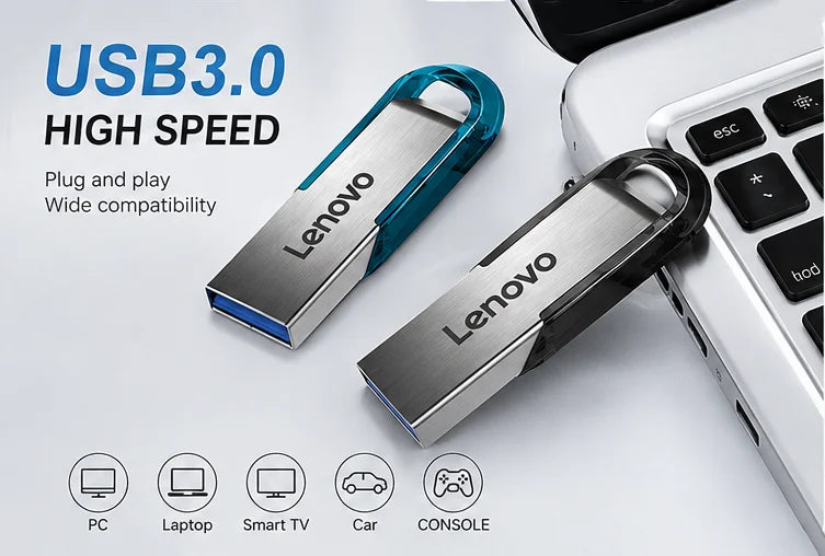 Lenovo Super Mini USB 3.0, chiavetta USB da 1 TB, 512 GB, 256 GB, 128 GB, 64 GB, ad alta velocità, per dispositivi Android e laptop.