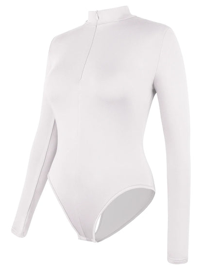 Body con colletto alla coreana con cerniera Donna Manica lunga Spazzolato Abiti invernali con fondo Sexy Streetwear Body Shaper Body pancia piatta