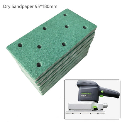 Carta vetrata a secco 95 * 180 mm 8 fori per FESTOOL /Mirka ecc. Sande Mastice abrasivo floccato autoadesivo generale