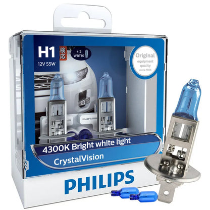 Philips H4 H7 H11 HB3 HB4 H8 H1 H3 9005 Crystal Vision Faro alogeno per auto 4300K Bianco brillante 5000K Diamond Vision Lampade automatiche