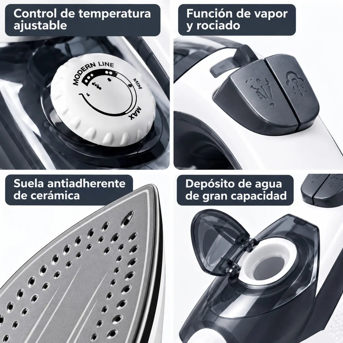 Ferro da stiro a vapore senza fili da 1600 W con piastra in ceramica, base di ricarica rapida, serbatoio dell'acqua rimovibile e funzione di vapore verticale per abiti, seta e lino.