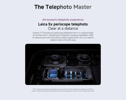 Smartphone Xiaomi 17T Versione Globale MTK Dimensity 8500-Ultra, Fotocamera Leica da 50MP, Display AMOLED da 6,59 pollici a 120Hz con protezione per gli occhi, Batteria da 6500mAh, NFC.