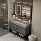 Combinazione di mobile lavabo e specchio da bagno in nano-roccia di lusso leggero
