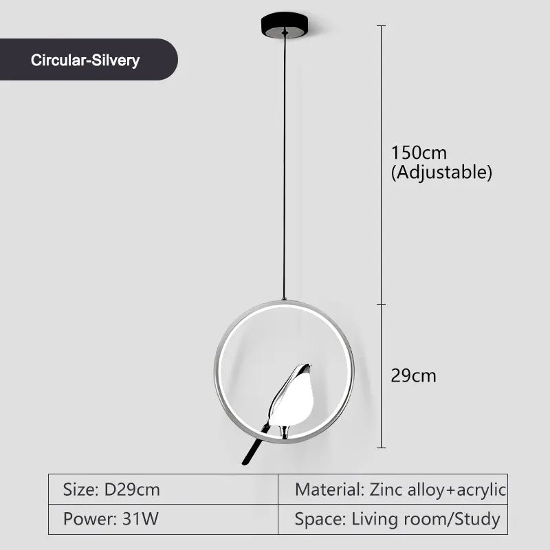 Lampadari a sospensione a LED per uccelli gazza girevoli per interni per lampade a sospensione a soffitto a linea regolabile da comodino per cucina e pranzo
