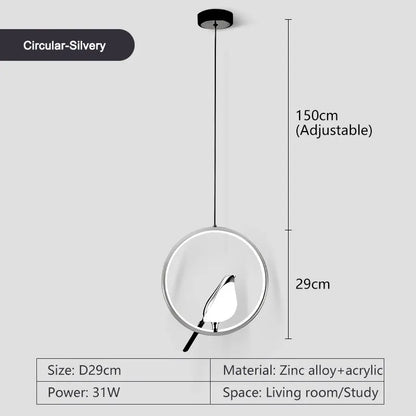 Lampadari a sospensione a LED per uccelli gazza girevoli per interni per lampade a sospensione a soffitto a linea regolabile da comodino per cucina e pranzo